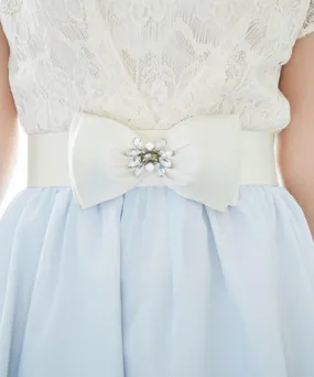 ---Belt for girls’ formal dresses in satin with bow online sale at cheap price--